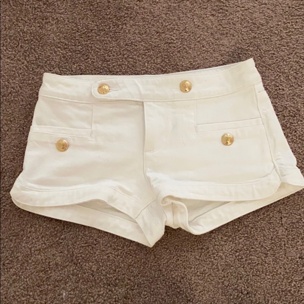 White jean shorts